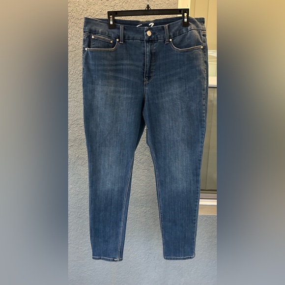 Seven7 Denim - Seven7 Tummyless High Rise Skinny Medium Wash Jeans Size 16 Stretchy